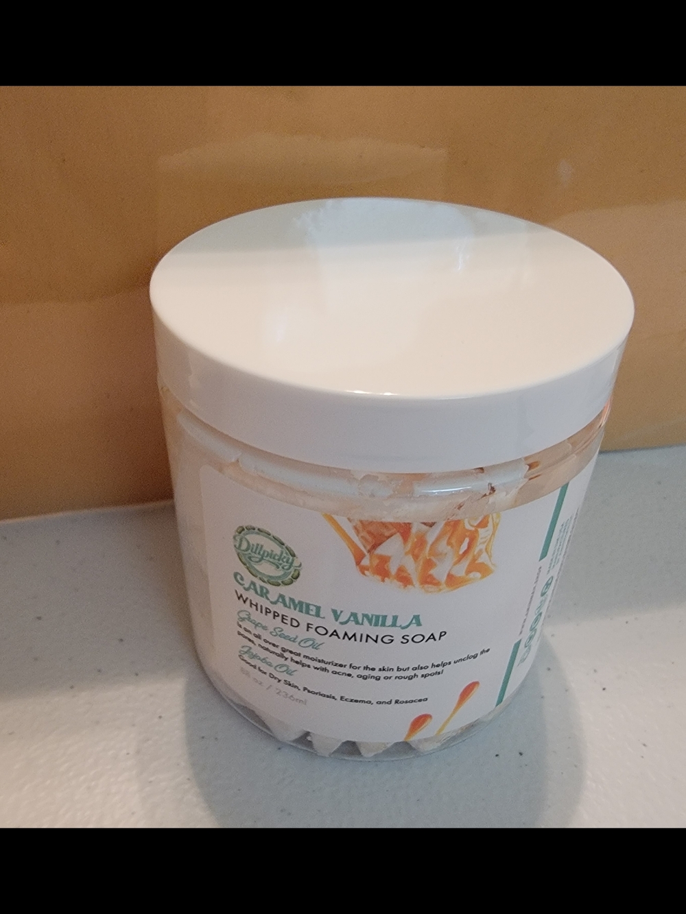 Caramel Vanilla Whipped Foaming Soap.